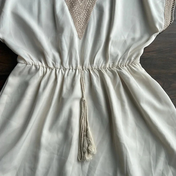 Champagne Ivory Dress with Blush Pink Details | Embroidered Dress | Neutrals | - Picture 6 of 8